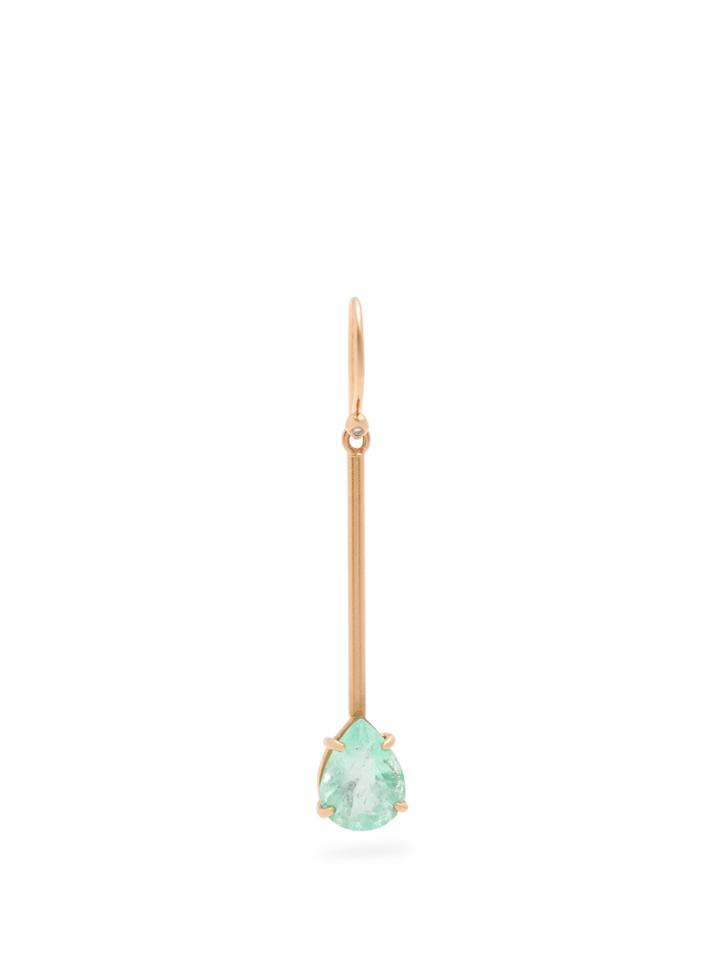 Irene Neuwirth Diamond, Emerald & Rose-gold Single Earring