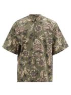 Matchesfashion.com Givenchy - Floral And Atlantis-print Cotton-poplin Shirt - Mens - Khaki