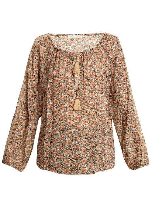Matchesfashion.com Vanessa Bruno - Floral Print Tassel Tie Front Blouse - Womens - Orange Multi