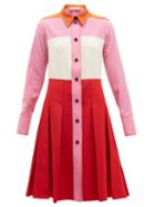 Matchesfashion.com Marni - Panelled Twill Shirtdress - Womens - Red Multi