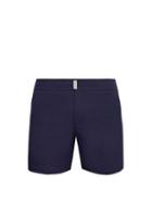 Matchesfashion.com Vilebrequin - Minise Tonal Houndstooth Checked Swim Shorts - Mens - Navy