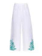 Mara Hoffman Palm-embroidered Linen-blend Culottes