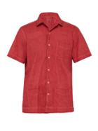Matchesfashion.com Massimo Alba - Revere Collar Cotton Poplin Short Sleeved Shirt - Mens - Red