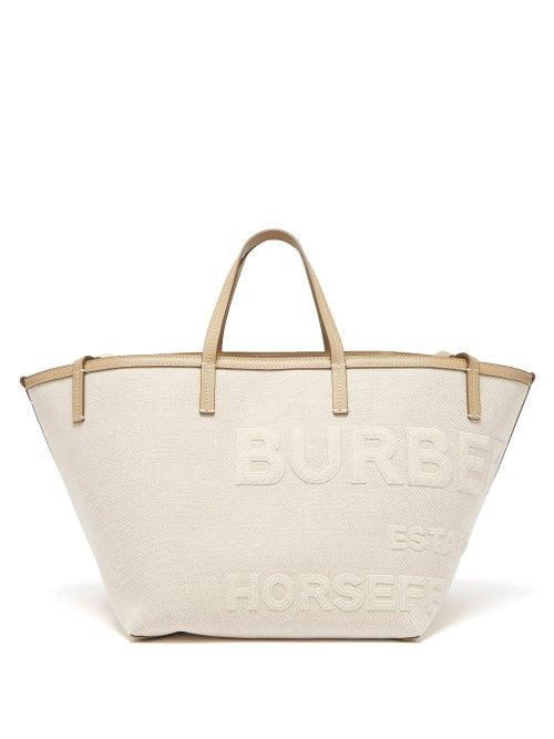 Ladies Bags Burberry - Logo-appliqu Canvas Tote Bag - Womens - Beige Multi