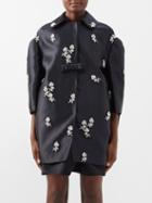 Shushu/tong - Crystal-embroidered Satin Coat - Womens - Black