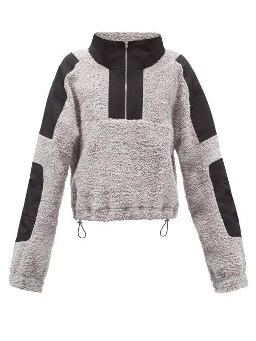 Mens Rtw Gmbh - Mathis High-neck Panelled Cotton-fleece Sweater - Mens - Black Grey