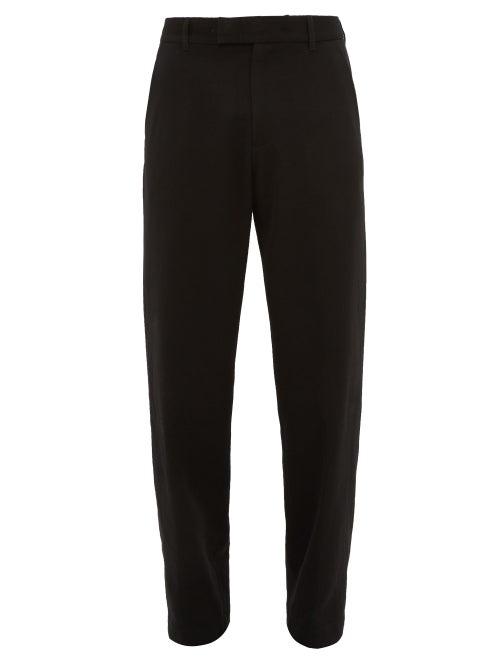 Matchesfashion.com Ann Demeulemeester - High Rise Wool Blend Twill Straight Leg Trousers - Mens - Black