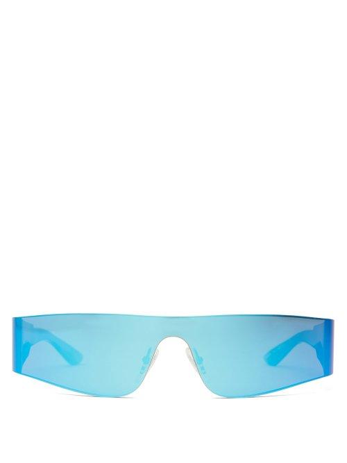 Matchesfashion.com Balenciaga - Reflective Rimless Acetate Sunglasses - Womens - Blue