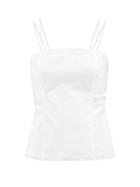Frame - Ruched Cotton-blend Tank Top - Womens - White