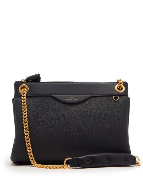 Matchesfashion.com Anya Hindmarch - Double Zip Leather Shoulder Bag - Womens - Navy