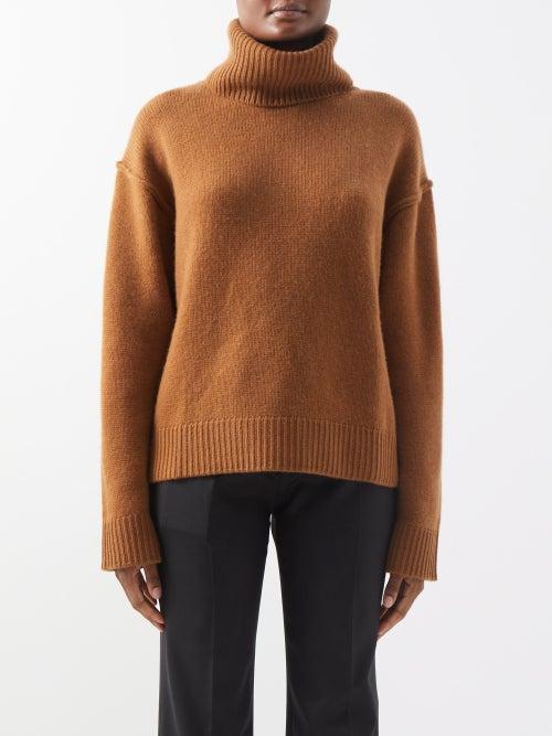 Allude - Roll-neck Wool-blend Sweater - Womens - Tobacco