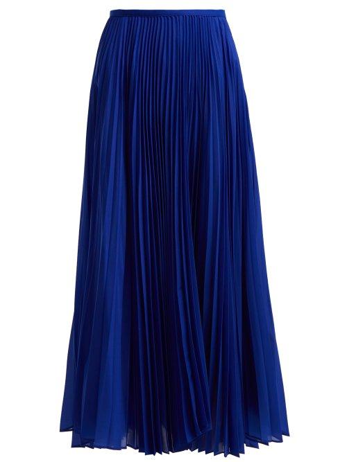 Matchesfashion.com Joseph - Abbot Pleated Crepe Skirt - Womens - Blue