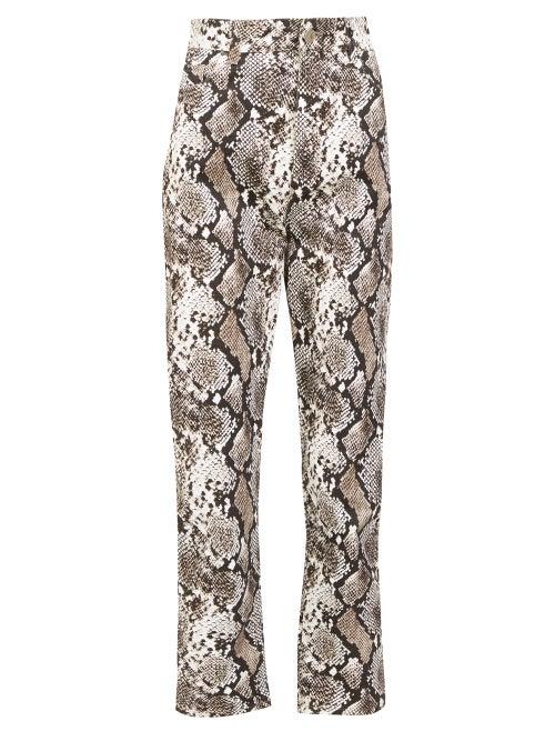 Matchesfashion.com The Attico - High-rise Snake-print Cropped Jeans - Womens - Black White
