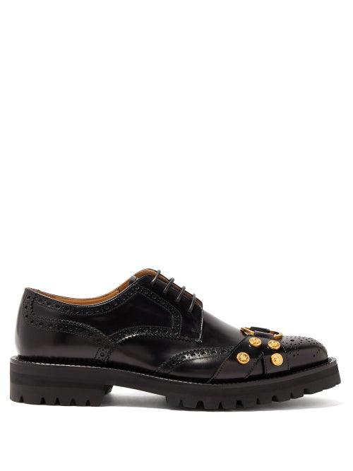Matchesfashion.com Versace - Medusa Raised Sole Leather Brogues - Mens - Black Multi