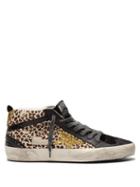 Matchesfashion.com Golden Goose Deluxe Brand - Mid Star Mid Top Leather And Calf Hair Trainers - Womens - Black Multi