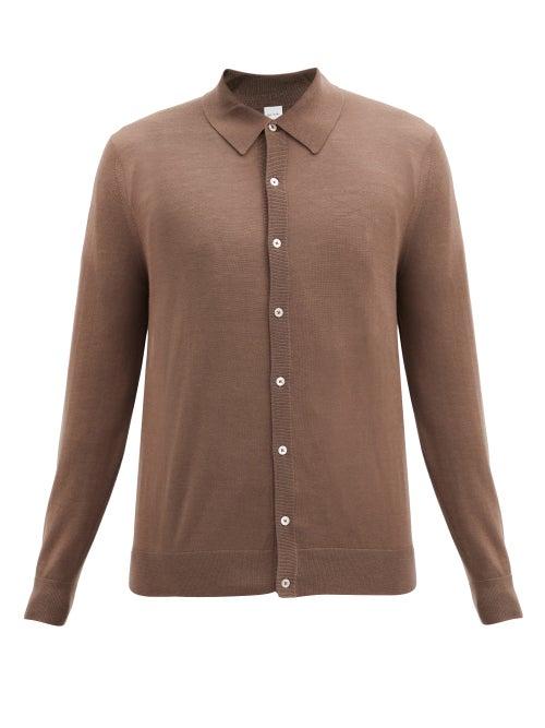 Matchesfashion.com Paul Smith - Point-collar Merino-wool Cardigan - Mens - Brown