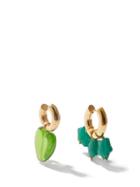 Ladies Jewellery Timeless Pearly - Mismatched Heart & Star 24kt Gold-plated Earrings - Womens - Green