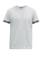 Matchesfashion.com Balmain - Logo Cuff Cotton Jersey T Shirt - Mens - Grey