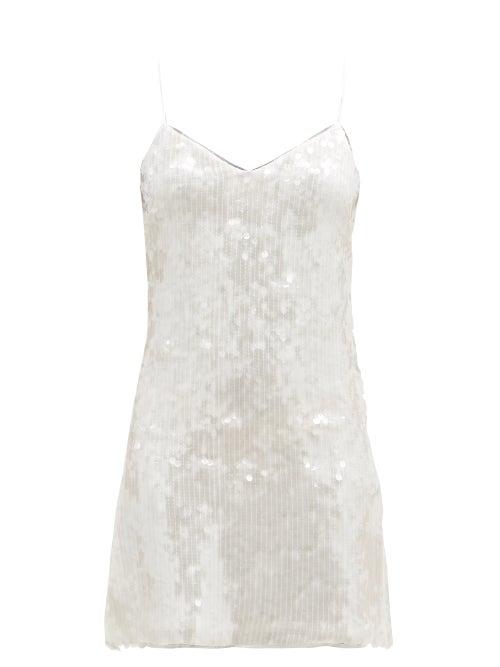 Matchesfashion.com Galvan - Mustique Sequinned-jersey Mini Dress - Womens - White