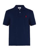 Matchesfashion.com Ami - Embroidered Logo Cotton Piqu Polo Shirt - Mens - Blue