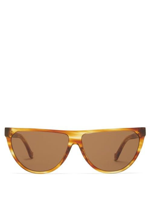 Matchesfashion.com Loewe - Flat-top Acetate And Metal Sunglasses - Womens - Tortoiseshell