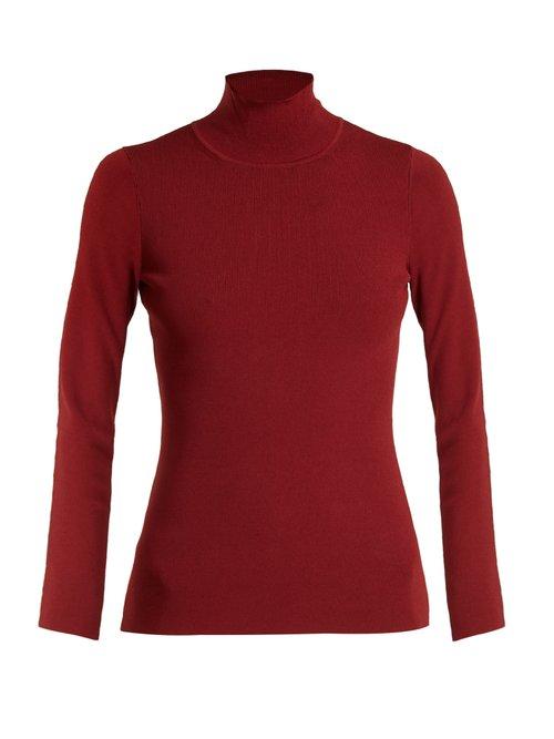 Matchesfashion.com Diane Von Furstenberg - Roll Neck Stretch Knit Top - Womens - Burgundy
