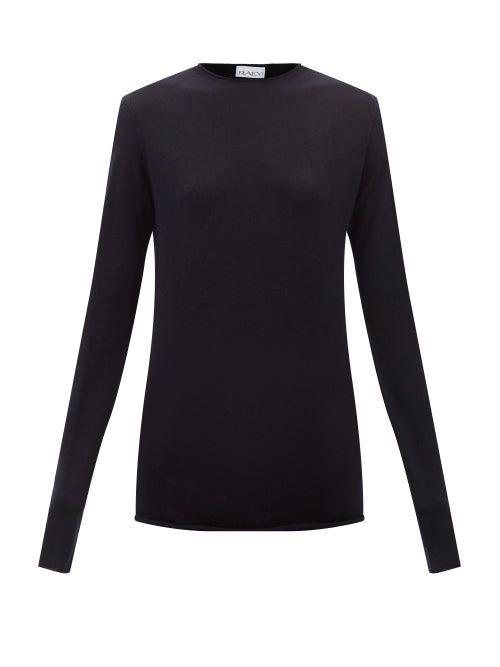 Raey - Raw-trim Merino Wool Crew-neck Sweater - Womens - Navy