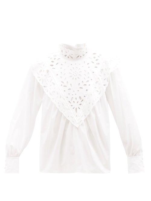 Chlo - Ruffled Broderie-anglaise Cotton-poplin Top - Womens - White
