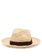 Matchesfashion.com Borsalino - Grosgrain-trim Raffia Panama Hat - Mens - Black