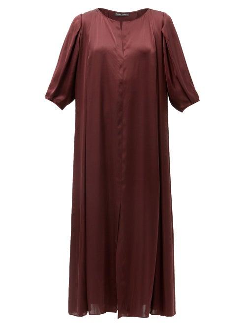 Ladies Rtw Carl Kapp - Honeysuckle Belted Satin Dress - Womens - Burgundy