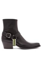 Matchesfashion.com Calvin Klein 205w39nyc - Tex Grained Leather Harness Boots - Mens - Black