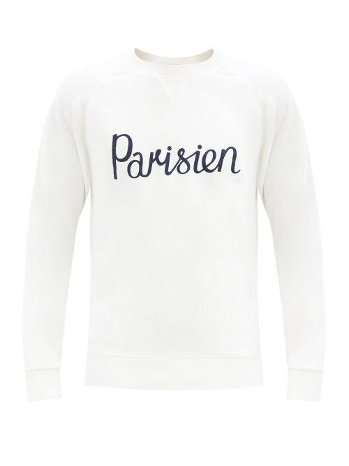 Matchesfashion.com Maison Kitsun - Parisien-print Cotton Sweatshirt - Mens - Cream
