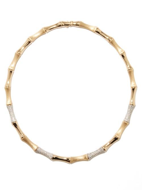 Rainbow K - Bamboo Diamond & 14kt Gold Necklace - Womens - Gold Multi