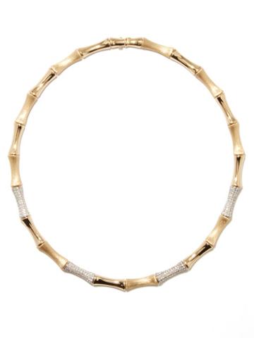 Rainbow K - Bamboo Diamond & 14kt Gold Necklace - Womens - Gold Multi