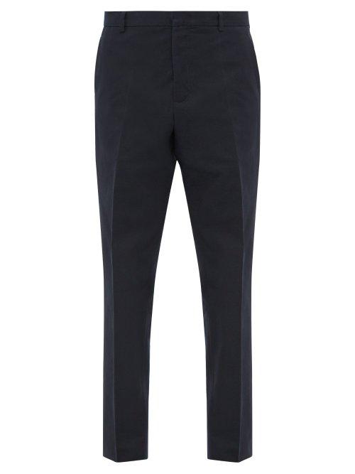 Matchesfashion.com A.p.c. - Formal Mid Rise Mercerised Cotton Trousers - Mens - Dark Navy