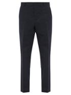 Matchesfashion.com A.p.c. - Formal Mid Rise Mercerised Cotton Trousers - Mens - Dark Navy