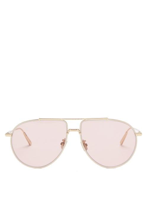 Matchesfashion.com Dior - Diorblacksuit Aviator Metal Sunglasses - Mens - Pink Gold