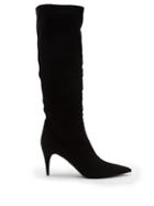 Matchesfashion.com Prada - Point Toe Suede Knee High Boots - Womens - Black