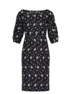 Matchesfashion.com Erdem - Gerald Floral-embroidered Linen Dress - Womens - Black White