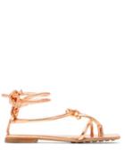 Matchesfashion.com Bottega Veneta - Square Toe Knotted Leather Sandals - Womens - Rose Gold
