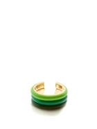 Fry Powers - Set Of Three Grass Enamelled 14kt-gold Ear Cuffs - Womens - Green Multi