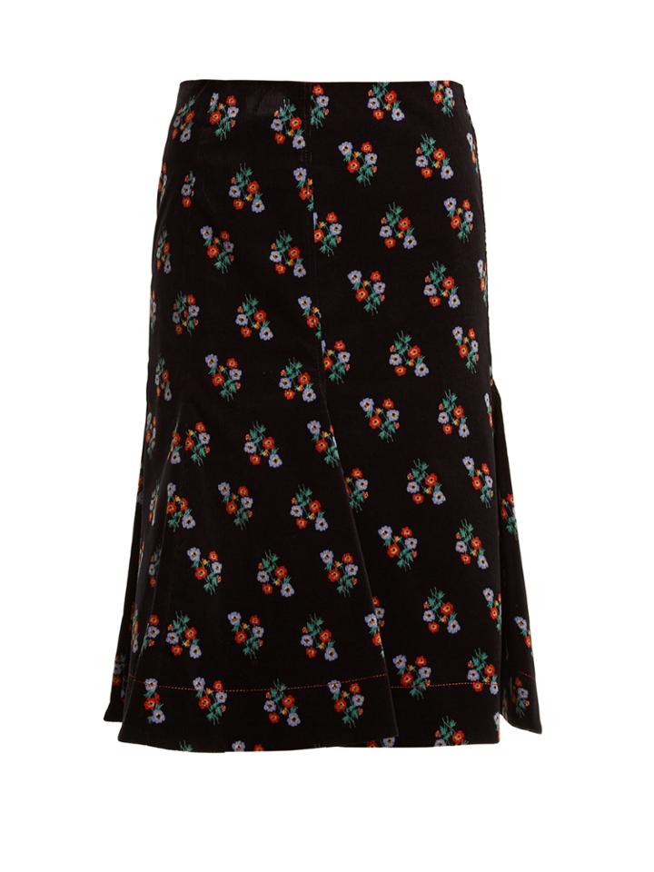 Sonia Rykiel Floral-print A-line Cotton-blend Midi Skirt