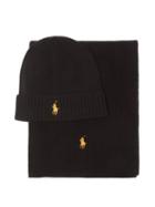 Polo Ralph Lauren - Logo-embroidered Wool Hat And Scarf Set - Mens - Black
