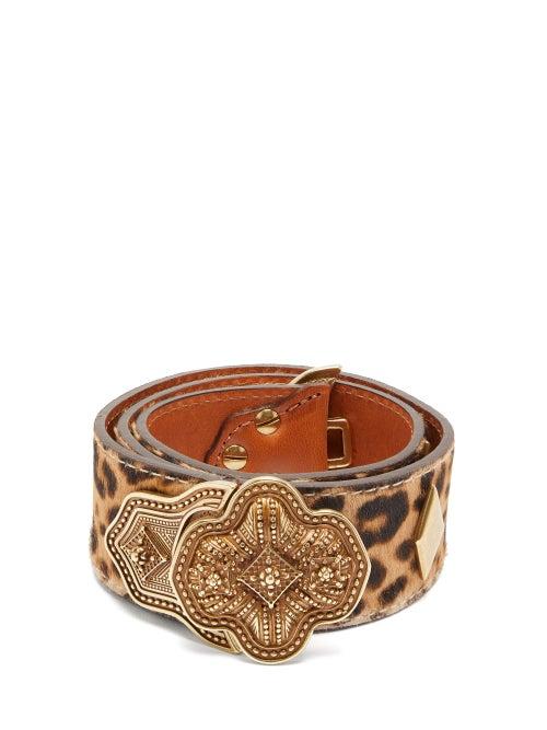 Matchesfashion.com Etro - Leopard Print Pony Hair Effect Leather Belt - Womens - Brown