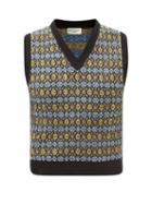 Saint Laurent - Sleeveless Geometric-jacquard Wool Sweater - Womens - Multi