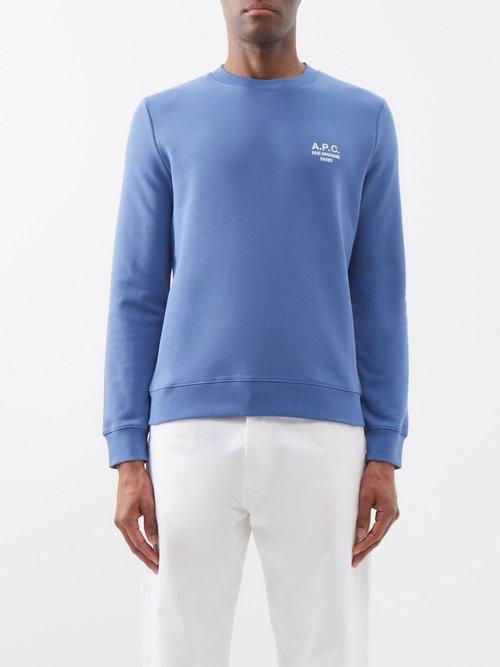 A.p.c. - Rider Logo-embroidered Cotton Sweatshirt - Mens - Blue