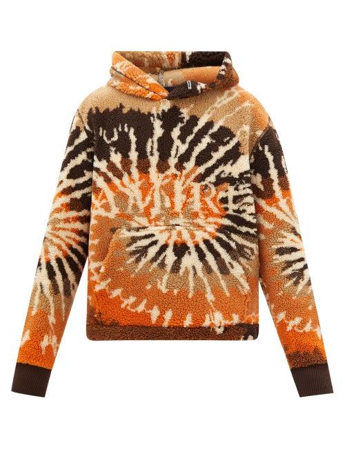 Amiri - Tie-dyed Fleece Hooded Sweatshirt - Mens - Orange