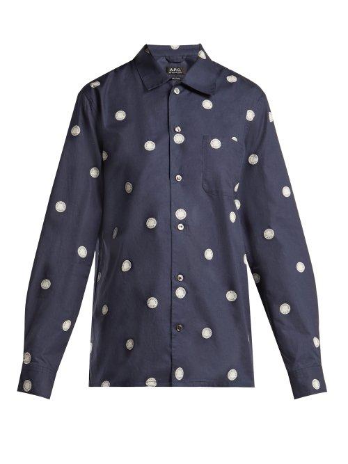 Matchesfashion.com A.p.c. - Sun Cotton Shirt - Womens - Navy White