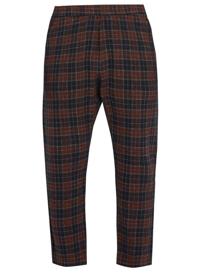 Barena Venezia Checked Dropped-crotch Cotton-blend Trousers