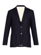 Matchesfashion.com De Bonne Facture - Single Breasted Wool Flannel Blazer - Mens - Navy